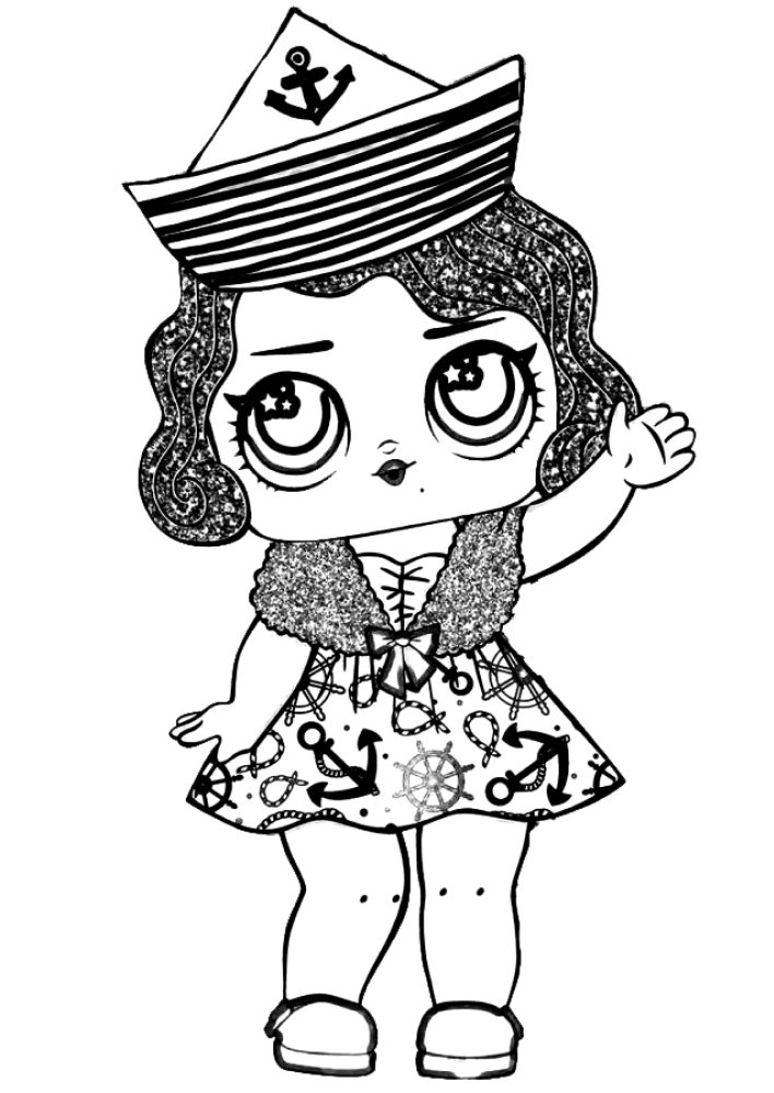 A doll in a sailor hat Coloring page Print